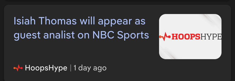 Headline from HoopsHype: “Isiah Thomas will appear as guest analist on NBC Sports,” but ‘analyst’ is spelled A N A L I S T.
