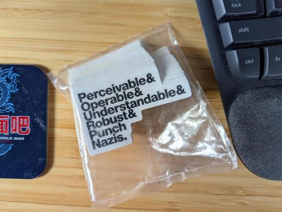 3 inches wide, black text on white, “Perceivable & Operable & Understandable & Robust & Punch Nazis.”