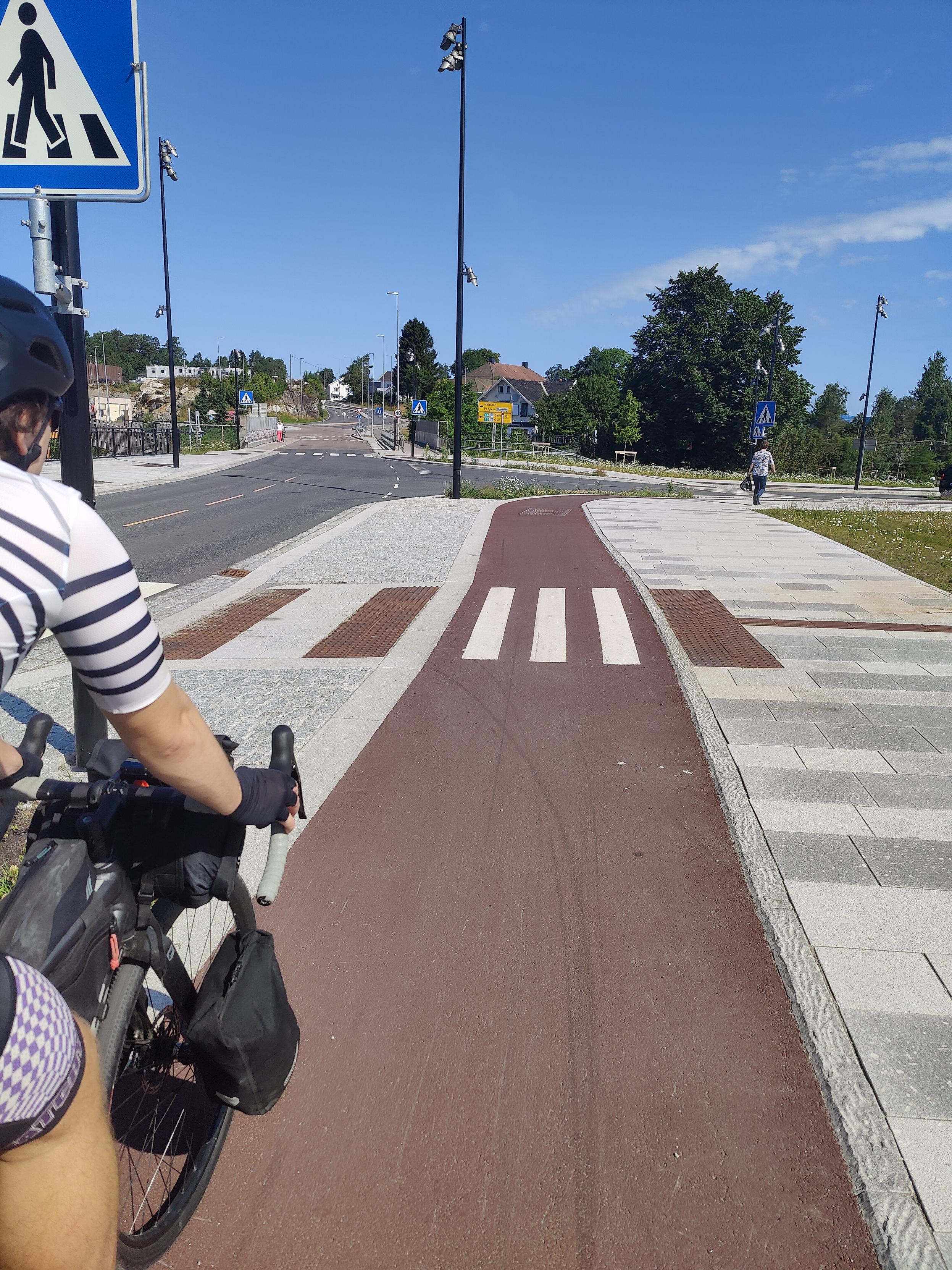 Cyclist on a cycling lane.