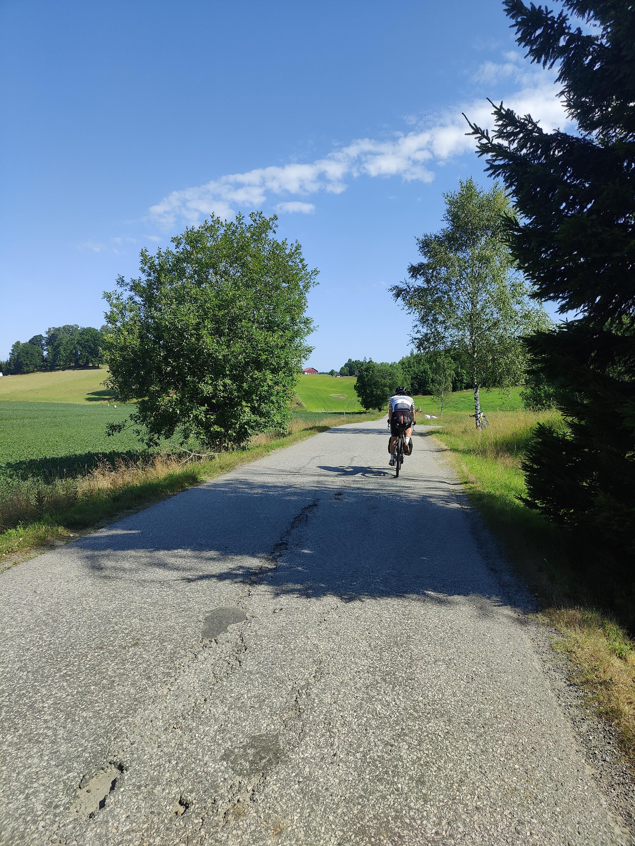 Cyclist on a secondary road.
