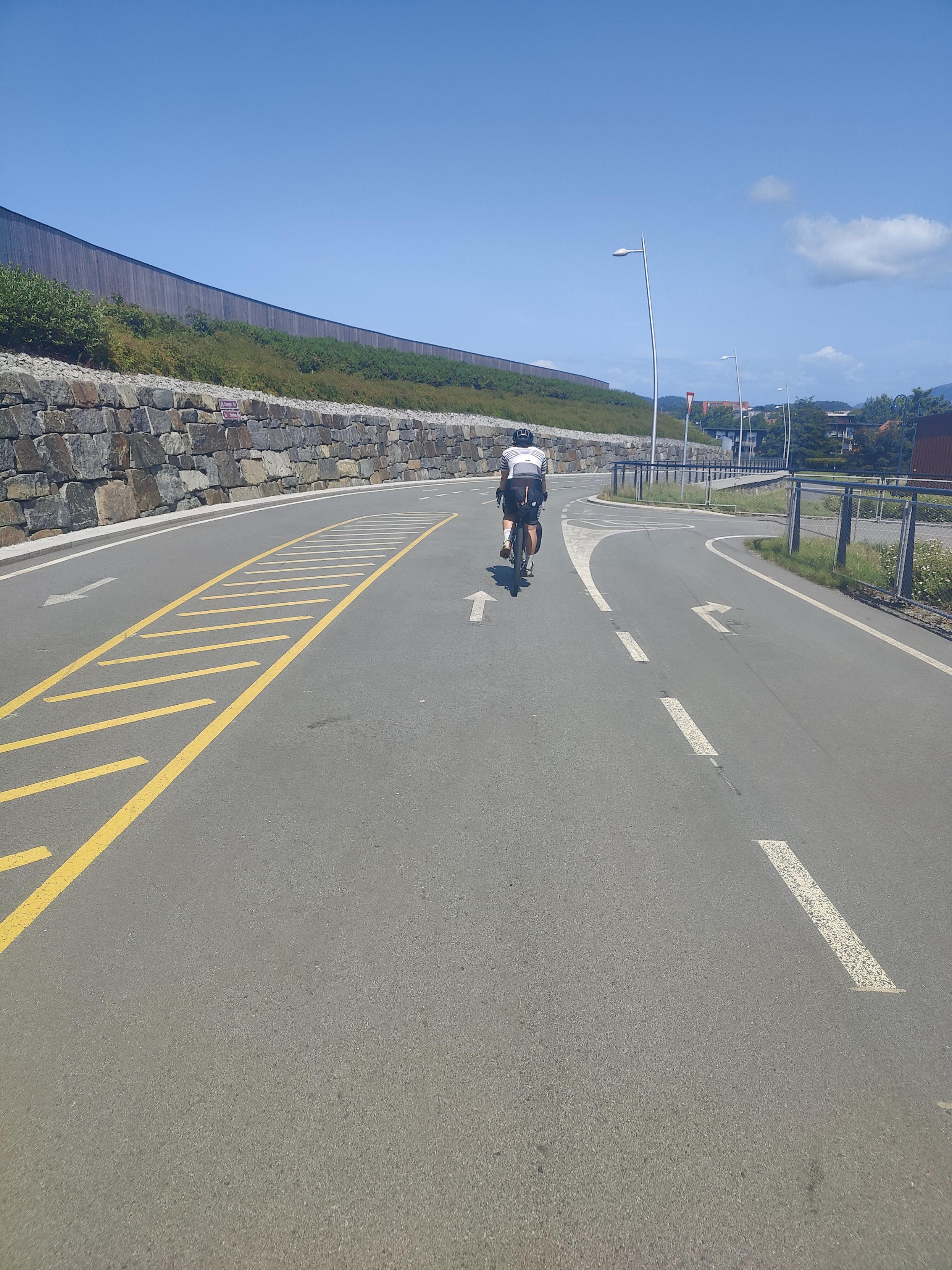 Cyclist on the cycling highway between Sandnes and Stavanger.