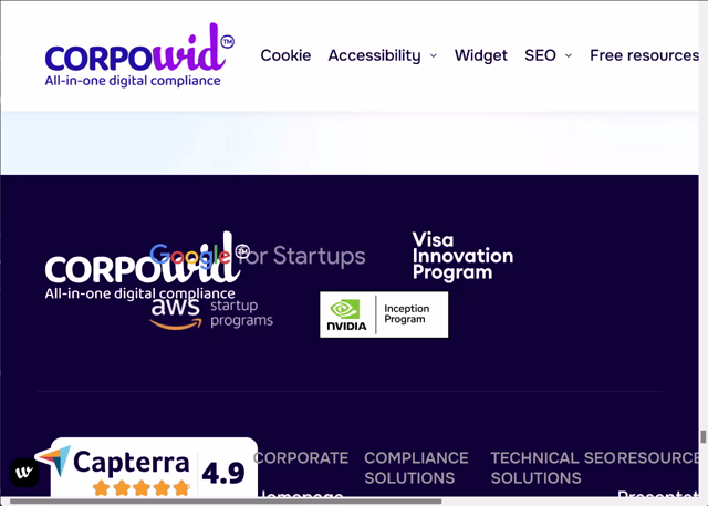 Web page with lots of overlapping text and graphics in its footer, a horizontal scrollbar, a floating button in the bottom left that keeps animating new icons into it and black text around it, a series of pulsing graphics here and there, and, when the overlay widget is activated, a crowded set of buttons with a tiny scrollbar.